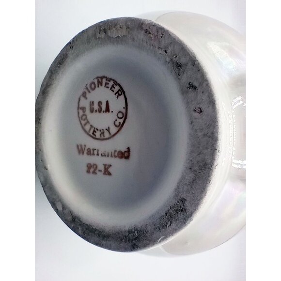 Vintage 22K Gold Luster Vase Pioneer Pottery USA Iridescent Pearl Double Handle - Picture 13 of 16